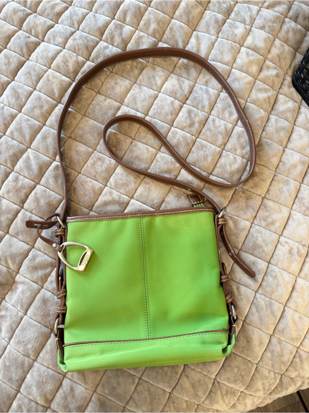 Chaps Green and Brown Crossbody Shoulder Bag